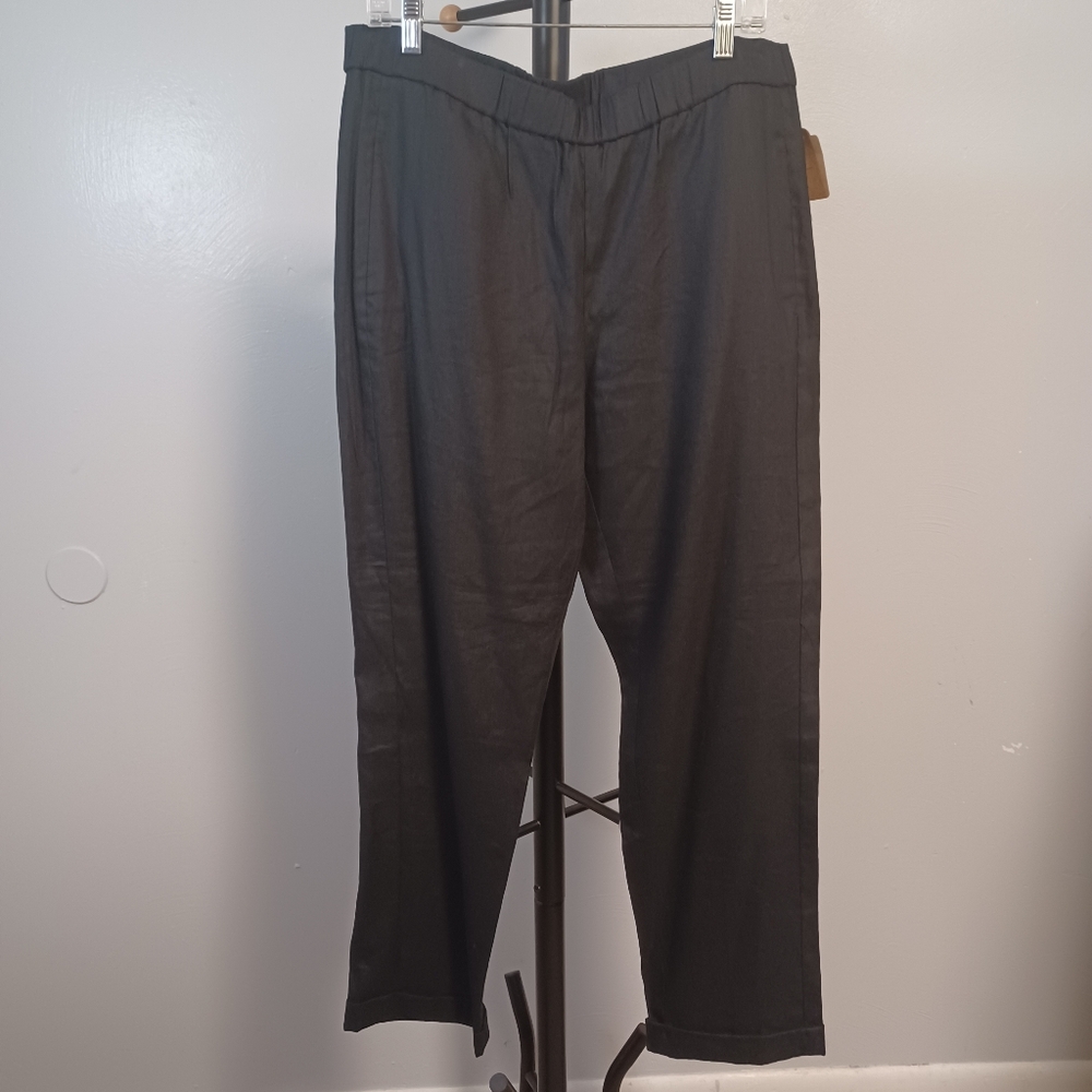 J. Jill Black Linen Blend Pants Large Size Large